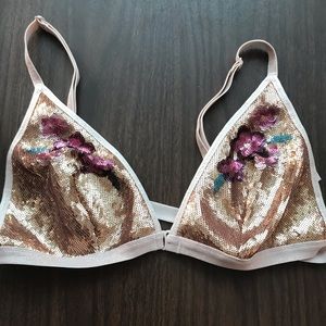Floral Sequined Womens Costume Bra